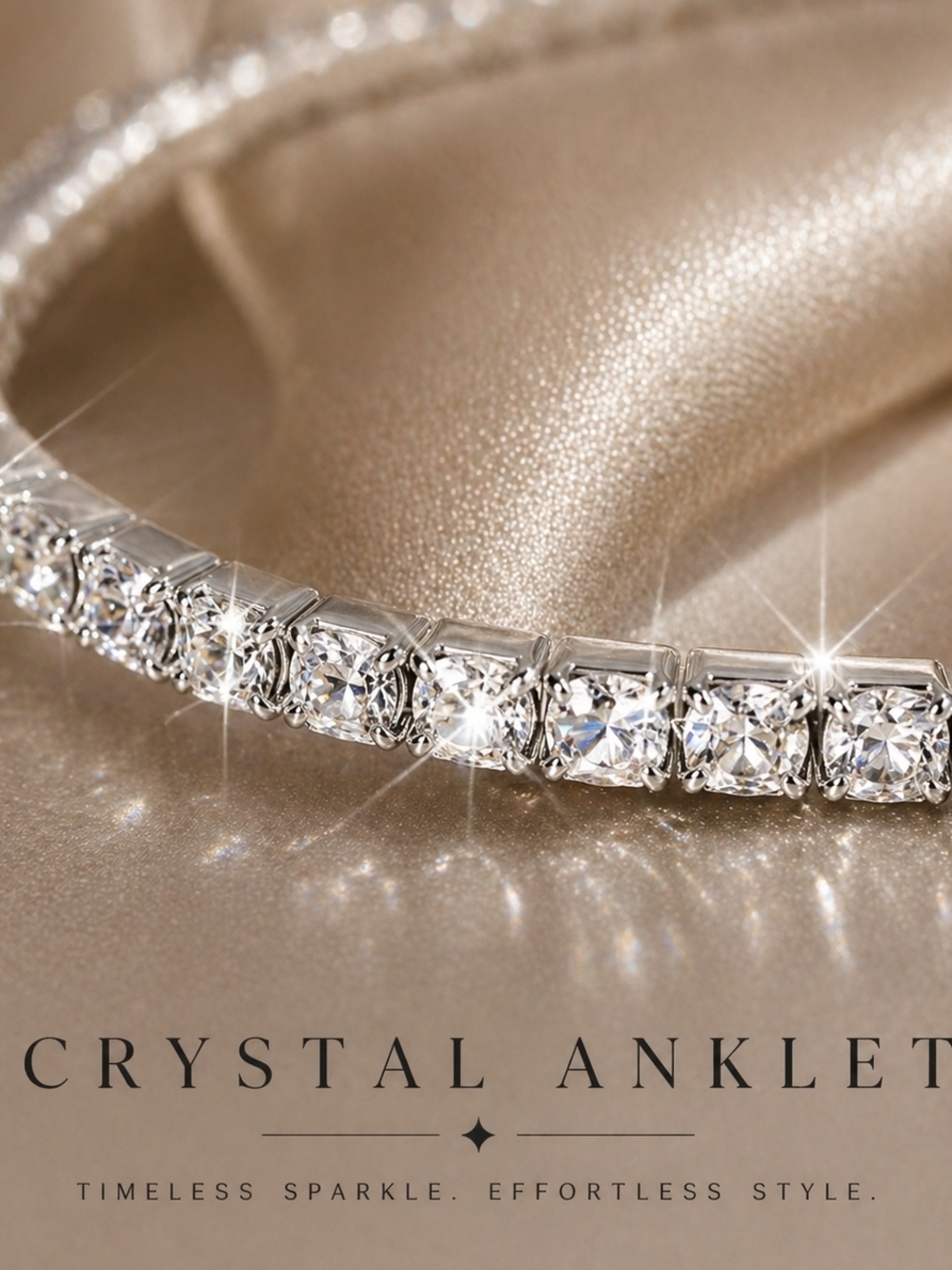 Crystal Anklet in Silver - Timeless Sparkle - Picture 3 of 4